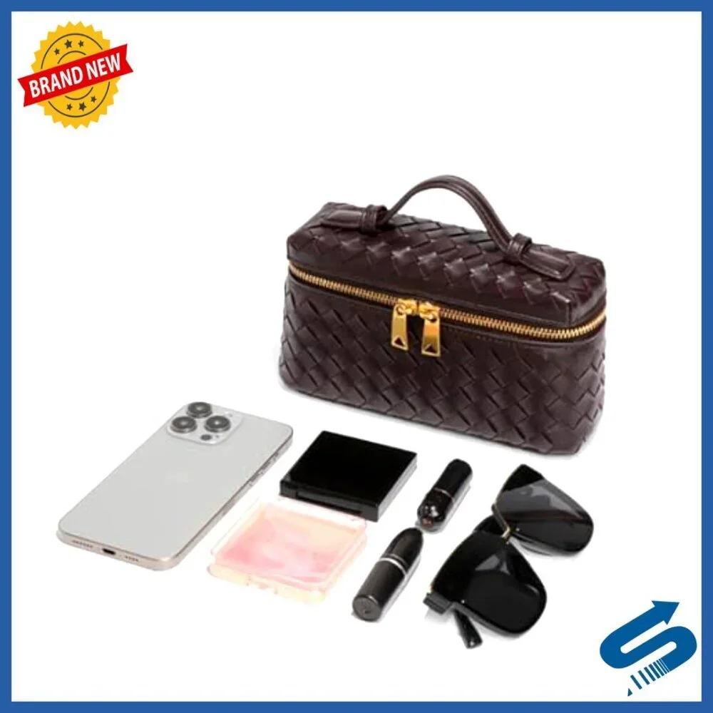 Woven Crossbody Handbag Leather Top Handle Bag Chic Classic Elegant